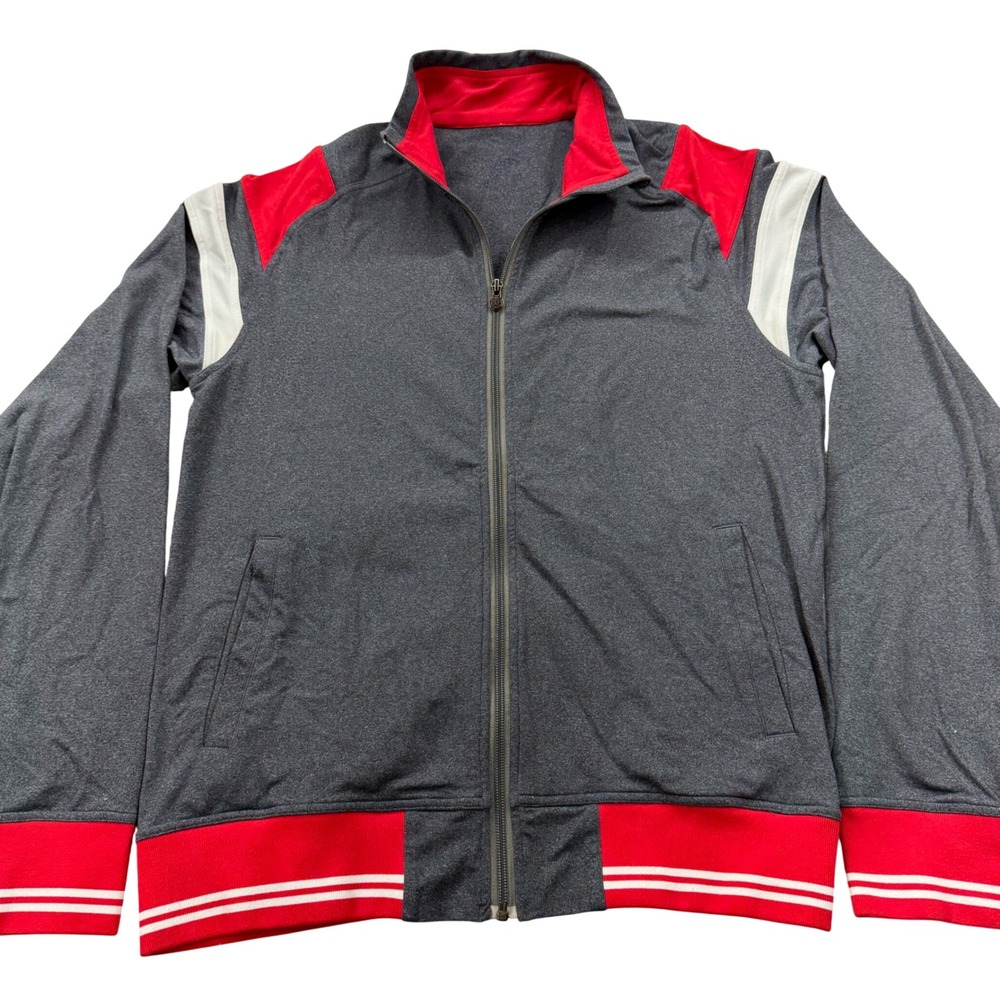 Lululemon Men L Full Zip Track Jacket Gray Red Colorblock Athletic Activewear